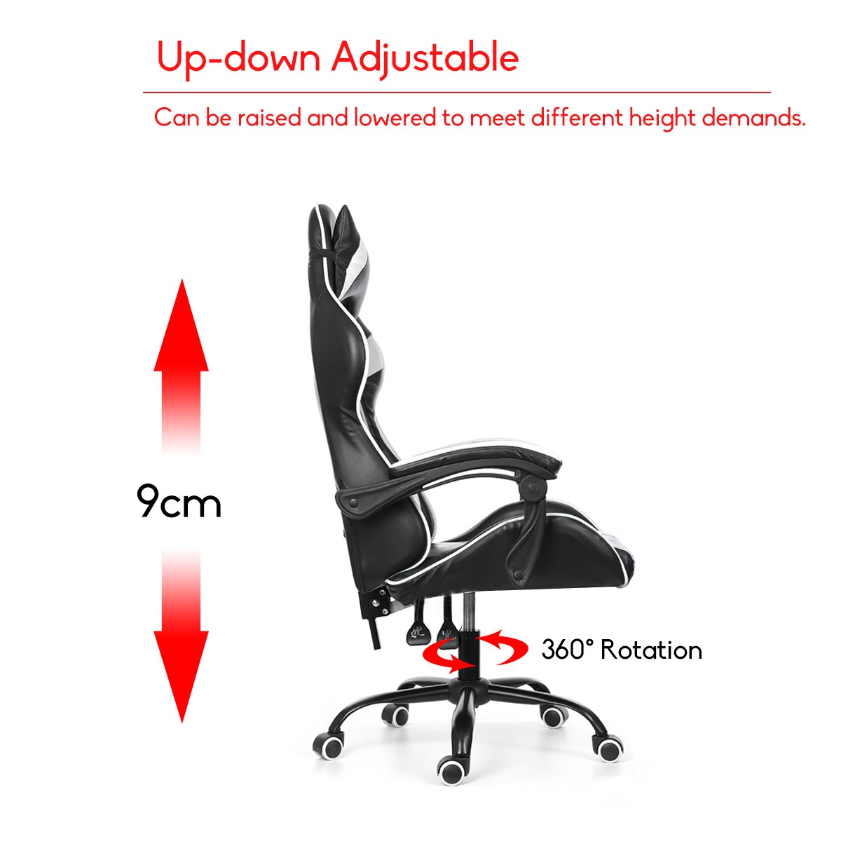 Executive Office Chair Racing Gaming Chair Leather Computer Recliner Swivel Lift