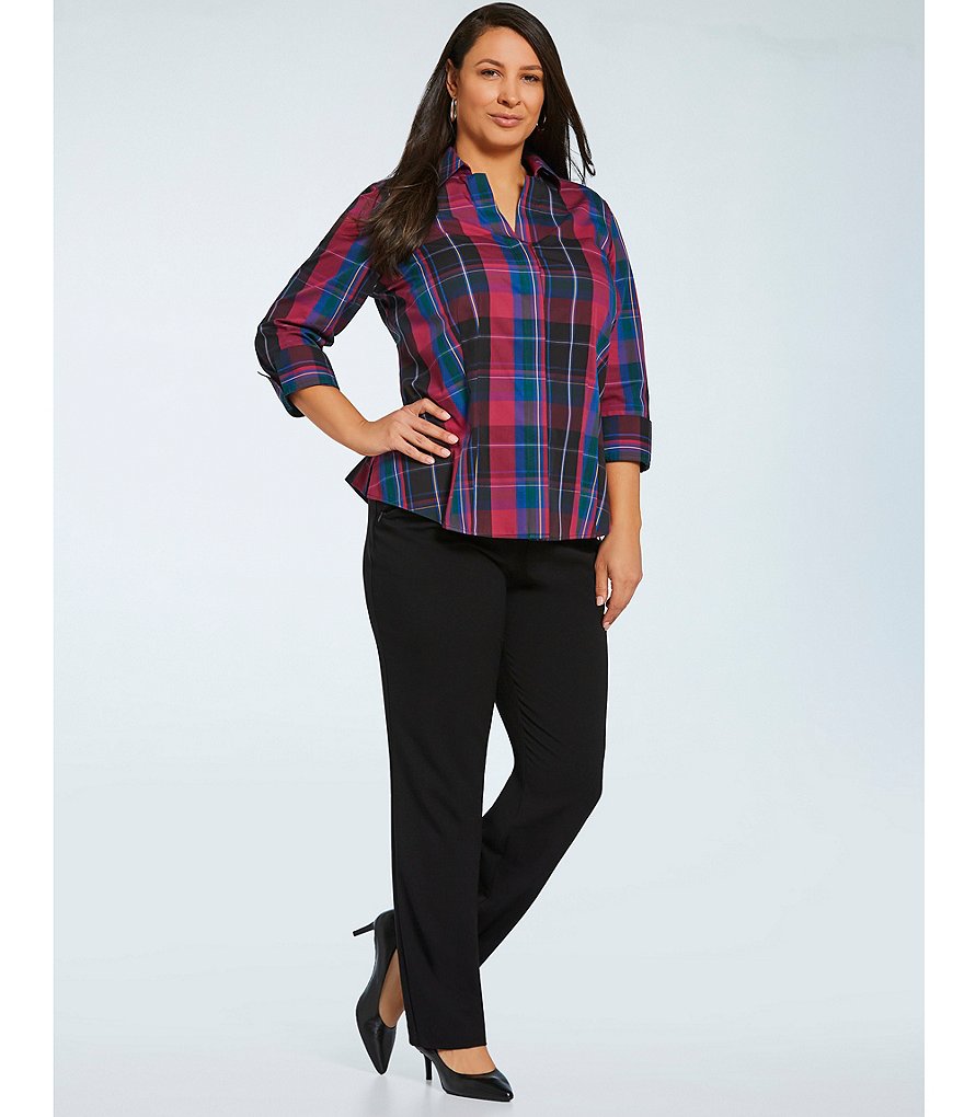 Investments Plus Size the PARK AVE fit Pull-On Straight Leg Pant with Pockets
