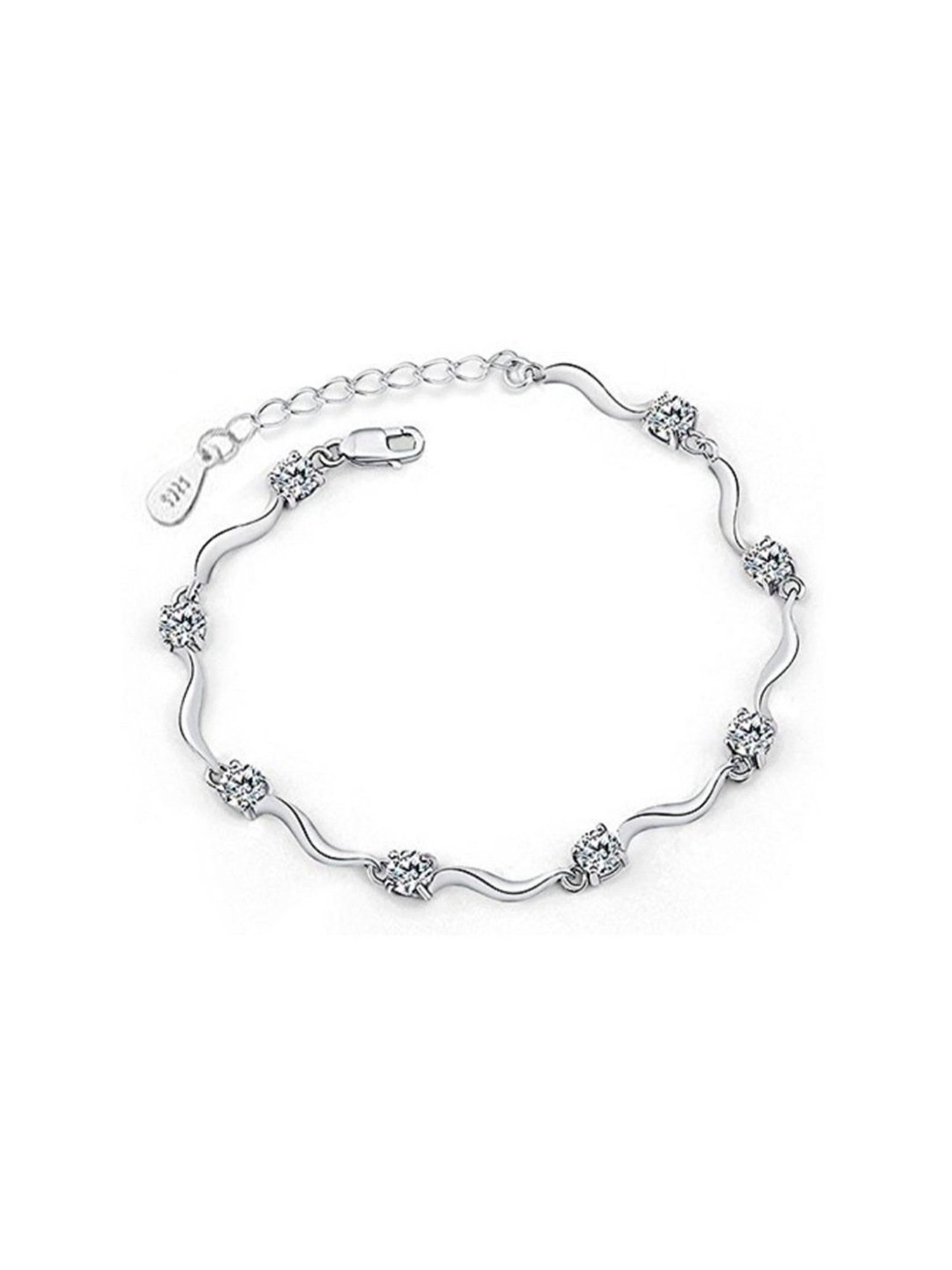 YouBella Stylish Latest Design Crystal Jewellery Silver-Plated Flexible fit Bracelet