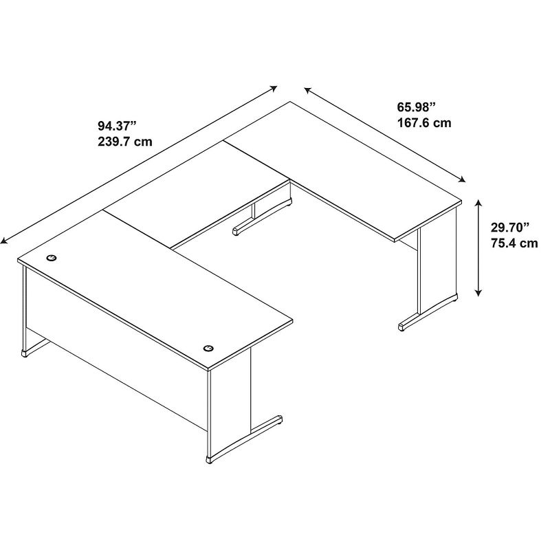 Bush Business Furniture Westfield Elite 66W x 30D C Leg U Shaped Desk, Hansen Cherry SRE105HC
