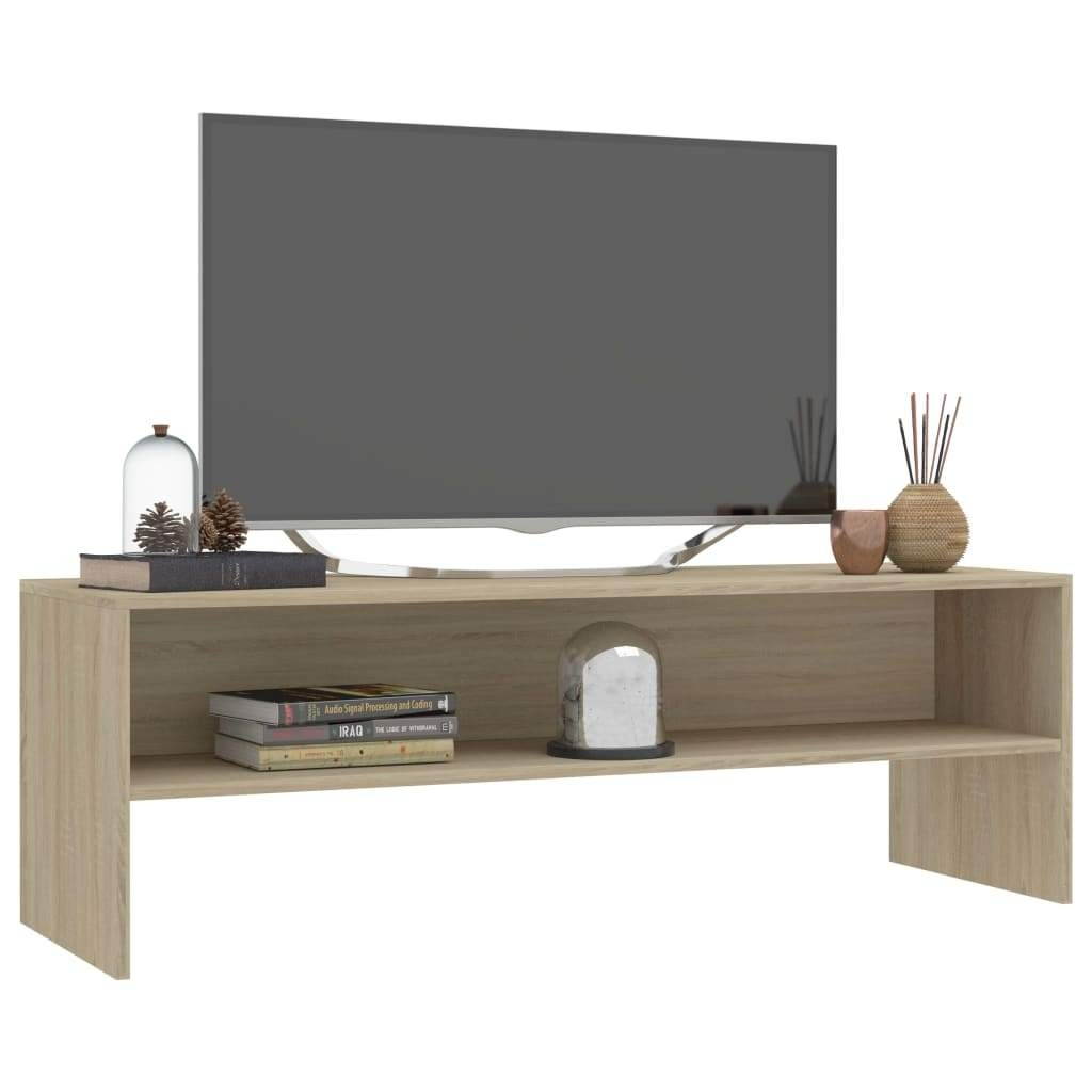 vidaXL TV Cabinet White and Sonoma Oak Chipboard Stand Cabinet Sideboard Unit