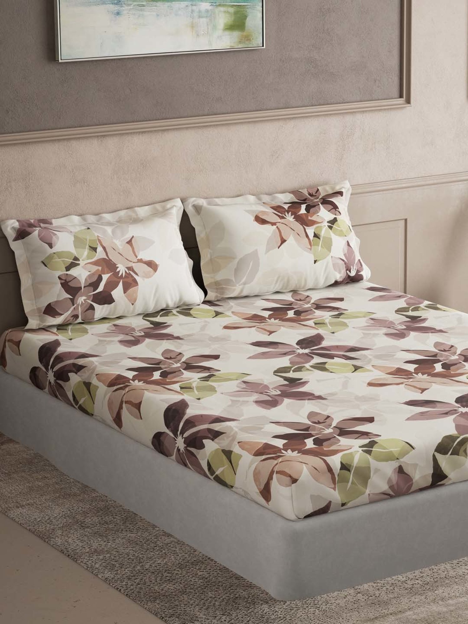 Ddecor Live beautiful Maxima Brown 180 TC Cotton King Bedsheet with 2 Pillow Covers