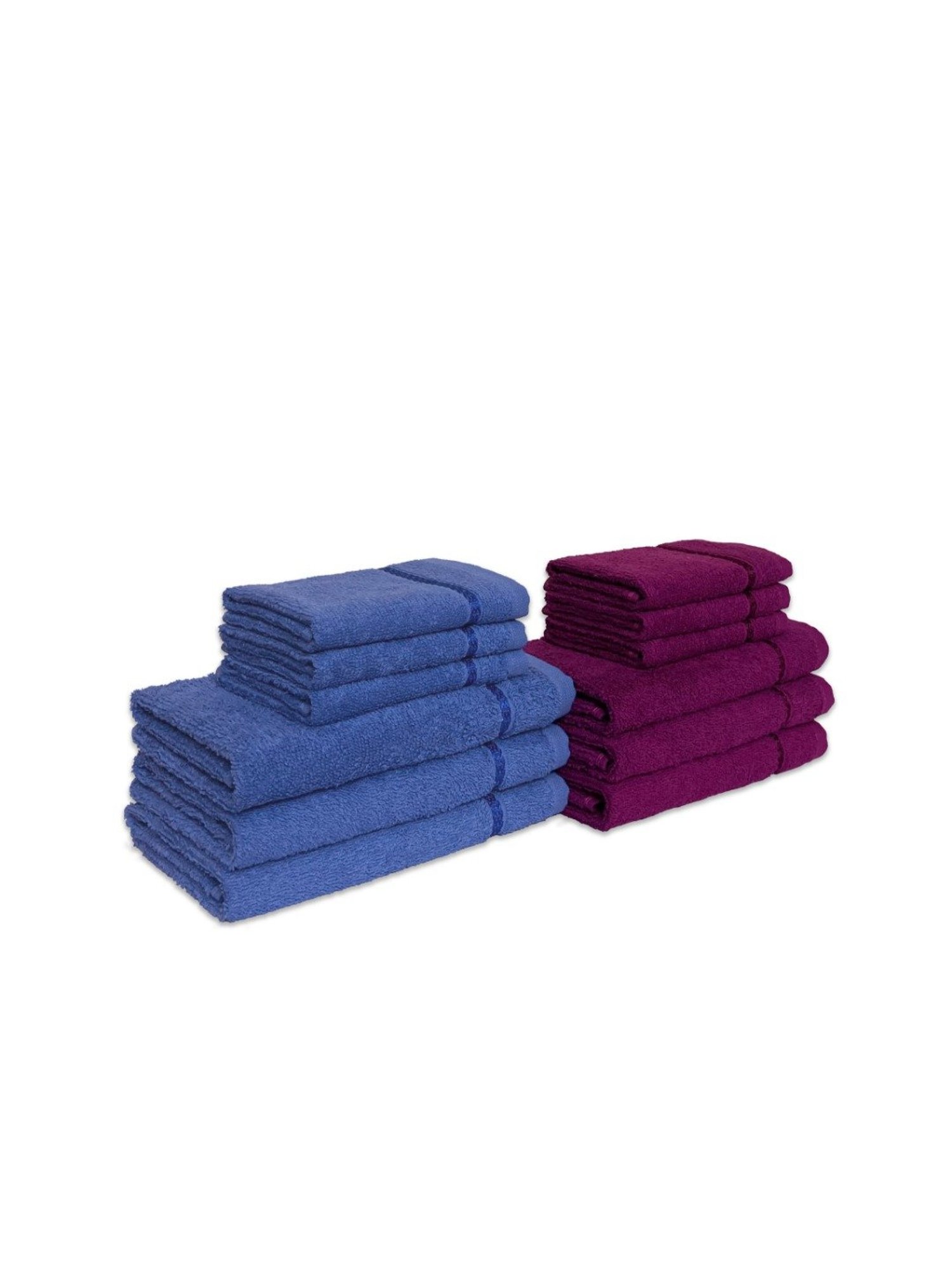 Spaces Seasons Best QD Self Blue & Magenta 380 GSM Cotton Towel Combo2