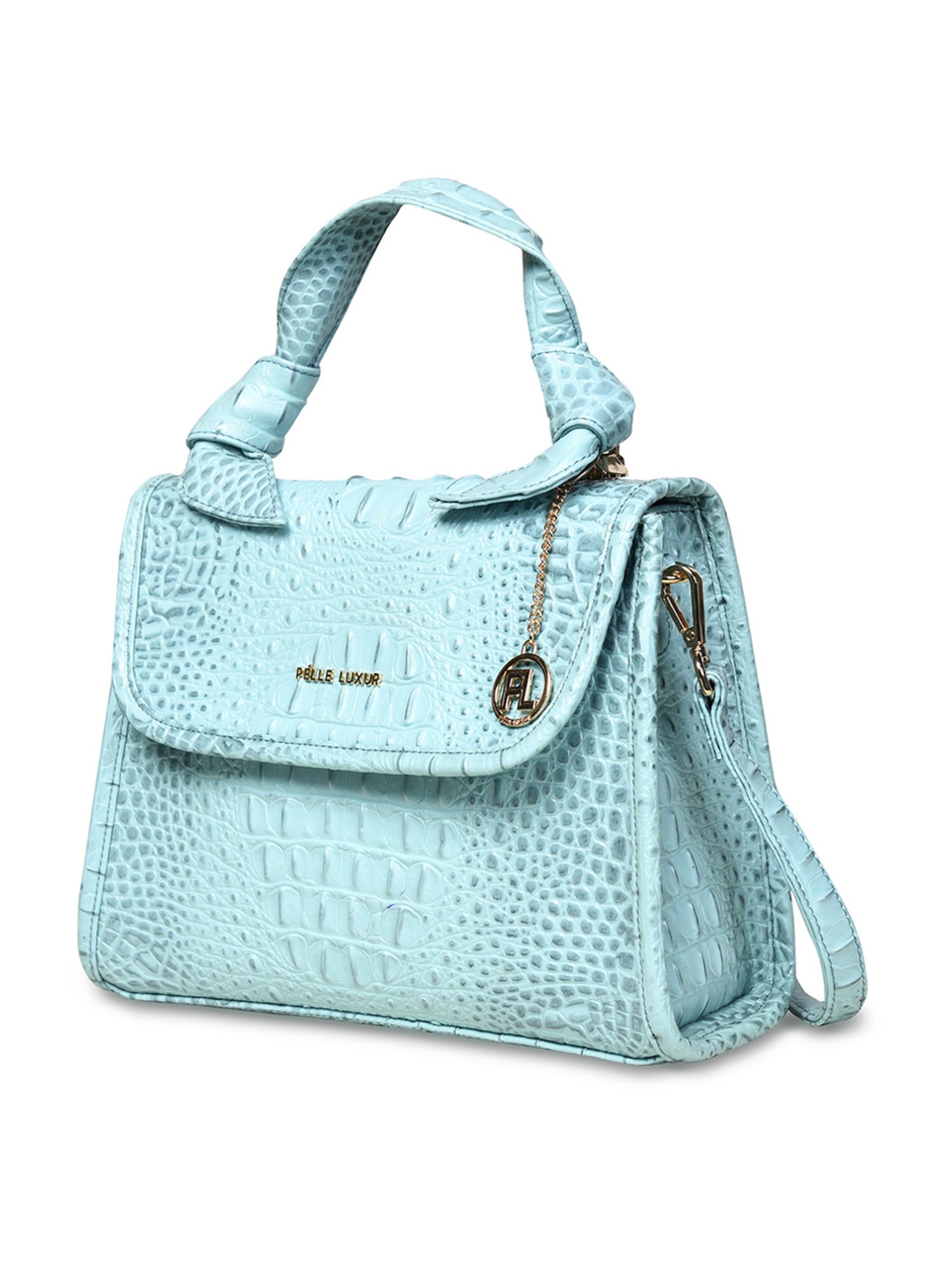 PELLE LUXUR Arctic Blue Animal Effect Medium Satchel