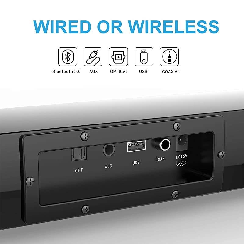 for TV Bluetooth Sound Bar Home Theater with Subwoofer and TV Surround Sound System can be Connected to BluetoothAUXOptical FiberUSB Wall Mountable Remote Control