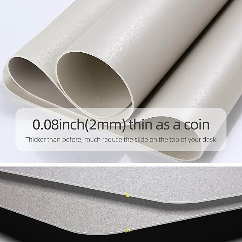 Multifunctional Office Desk Pad Ultra Thin Waterproof PU Leather Mouse Pad Dual Use Desk Writing Mat for OfficeHome 315 x 157 Grey