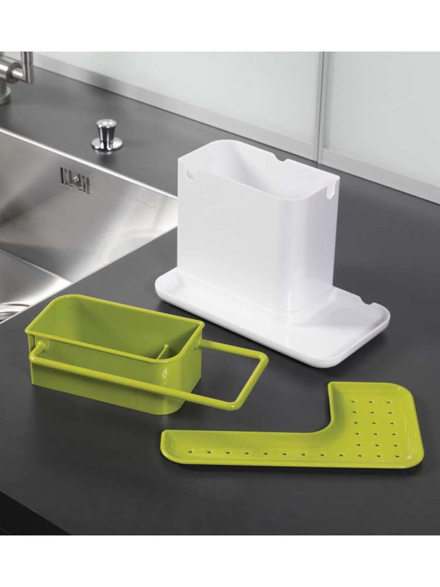 Joseph Joseph Green & White Plastic 21 cm Caddy Sink Tidy - Set of 1