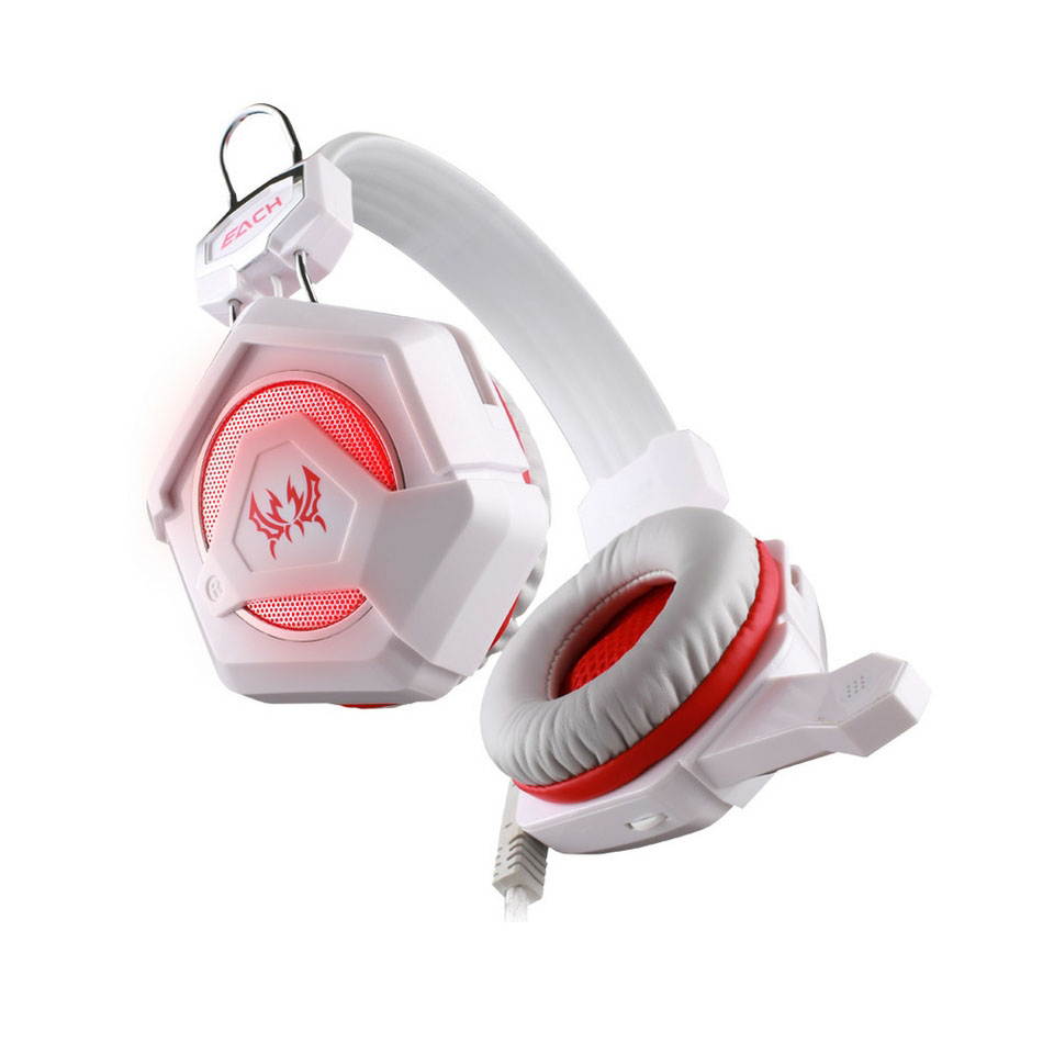 KOTION EACH GS210 50mm Professional Gaming Headphone with Mic LED Light Stereo Bass Noise Isolation Headset Earphones for Laptop Notebook Tablet Computer PC-Black/Blue