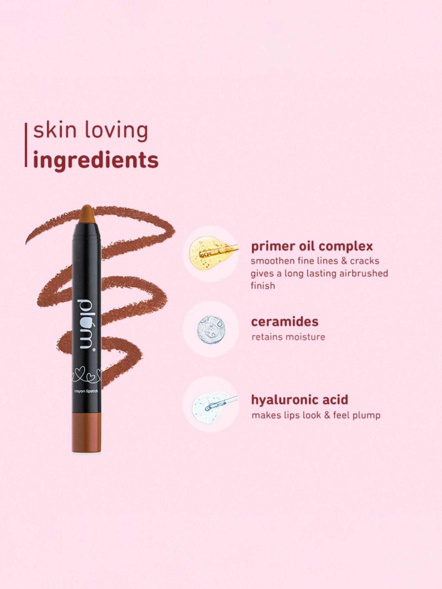 Plum Twist & Go Matte Crayon Lipstick 132 Perky Pink (Fuchsia Pink) - 1.8 gm