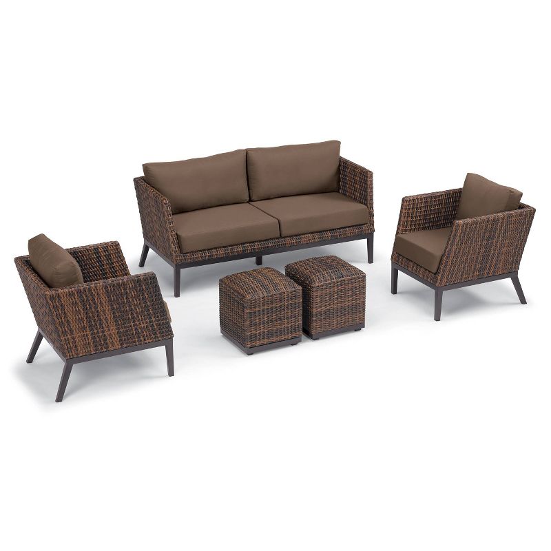 Salino Woven Resin Wicker Patio Club Chair - Brown - Oxford Garden