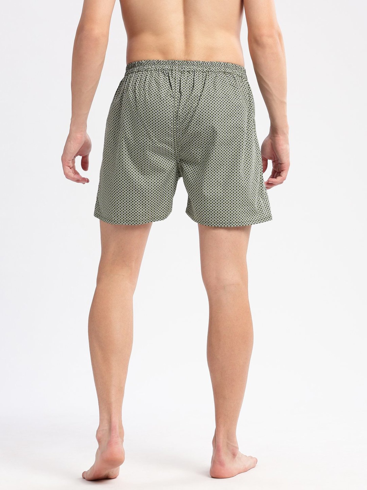 Showoff Olive Cotton Slim Fit Printed Boxers