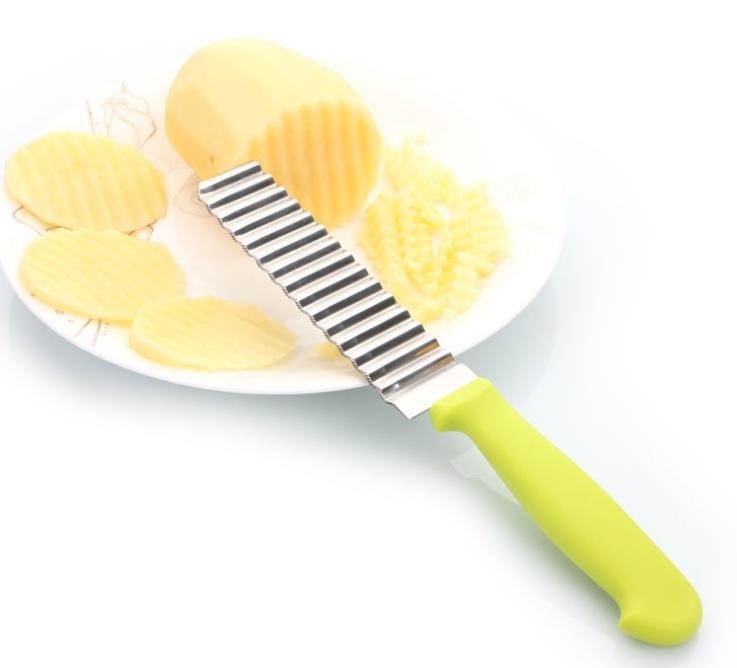 Potato French Fry Cutter Stainless Steel Kitchen Accessories Serrated Blade Easy Slicing Banana Fruits Potato Wave Knife Chopper