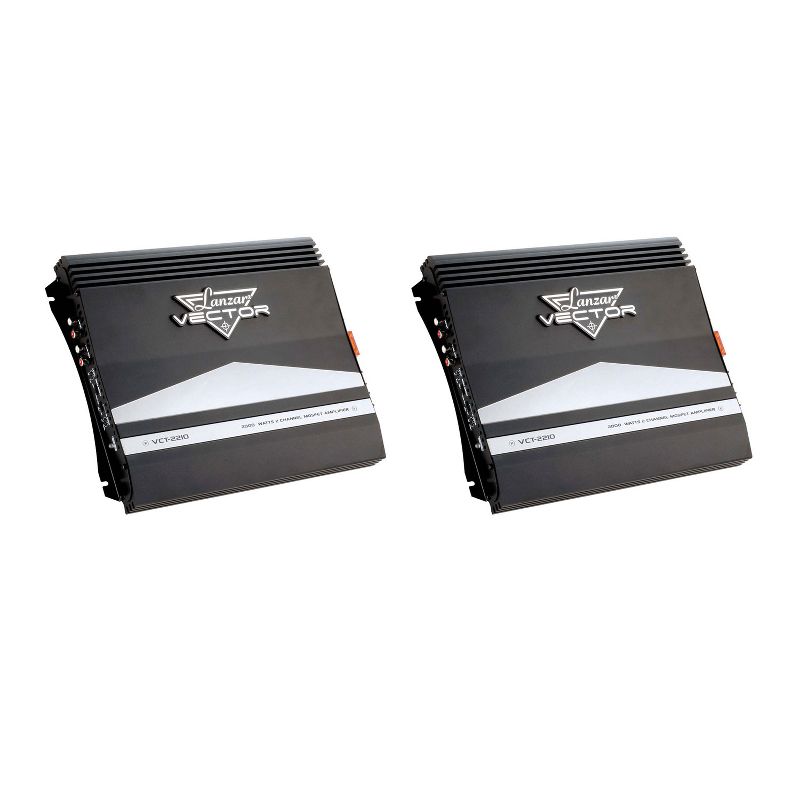 LANZAR VCT2210 Vector 2000 Watt Bridgeable 2 Channel Amplifier Amp with MOSFET Power Supply and Thermal Protection for Car Audio Sound System (2 Pack)