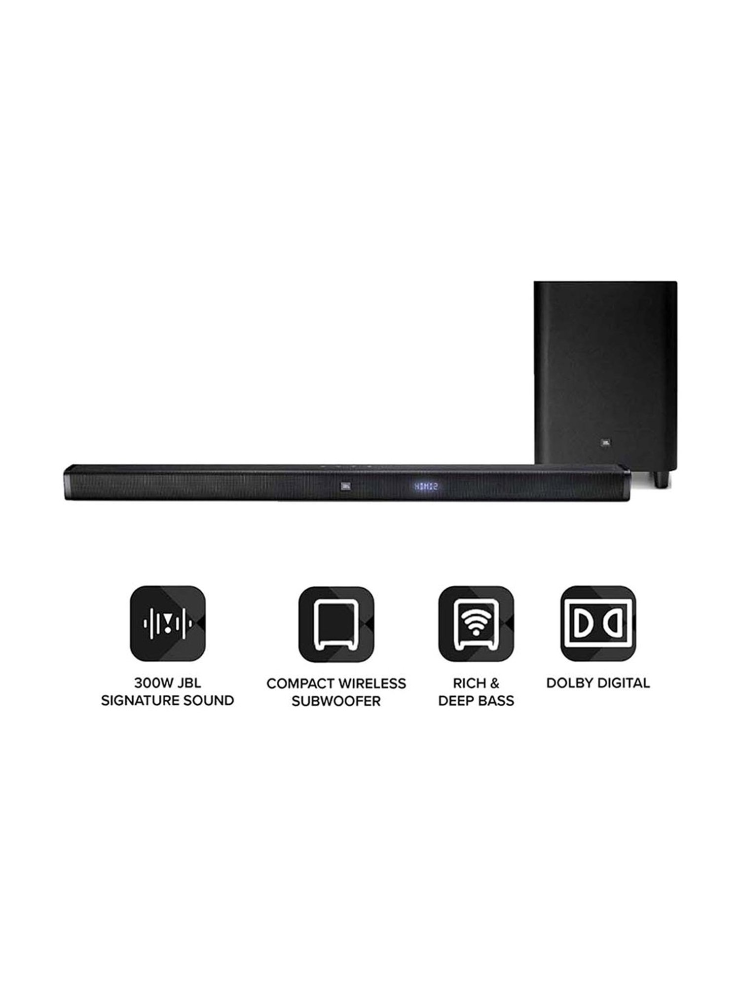 JBL Bar 2.1 Deep Bass Soundbar with Wireless Subwoofer (Black)