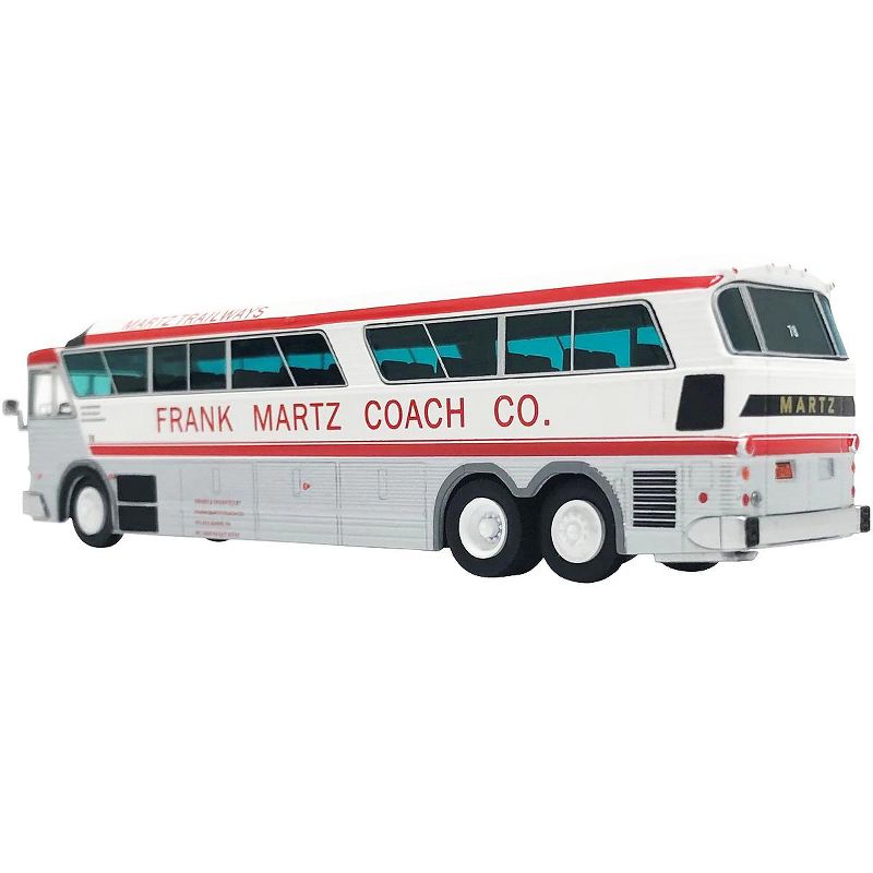 1970 MCI MC-7 Challenger Intercity Bus "Charter" "Frank Martz Coach Co." White & Red 1/87 (HO) Diecast by Iconic Replicas