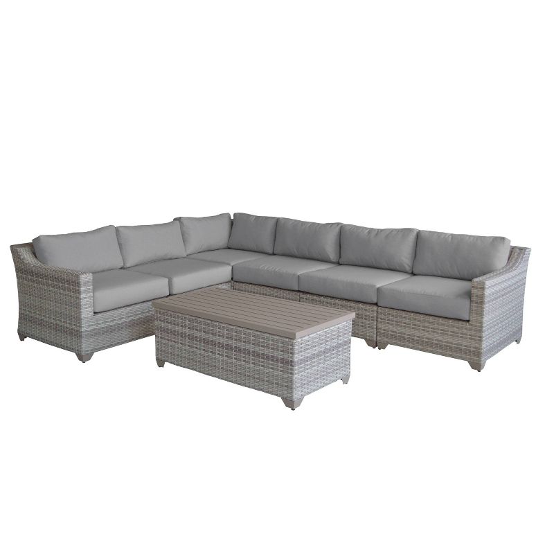 Fairmont 7pc Patio Sectional Seating Set with Cushions - Gray - TK Classics
