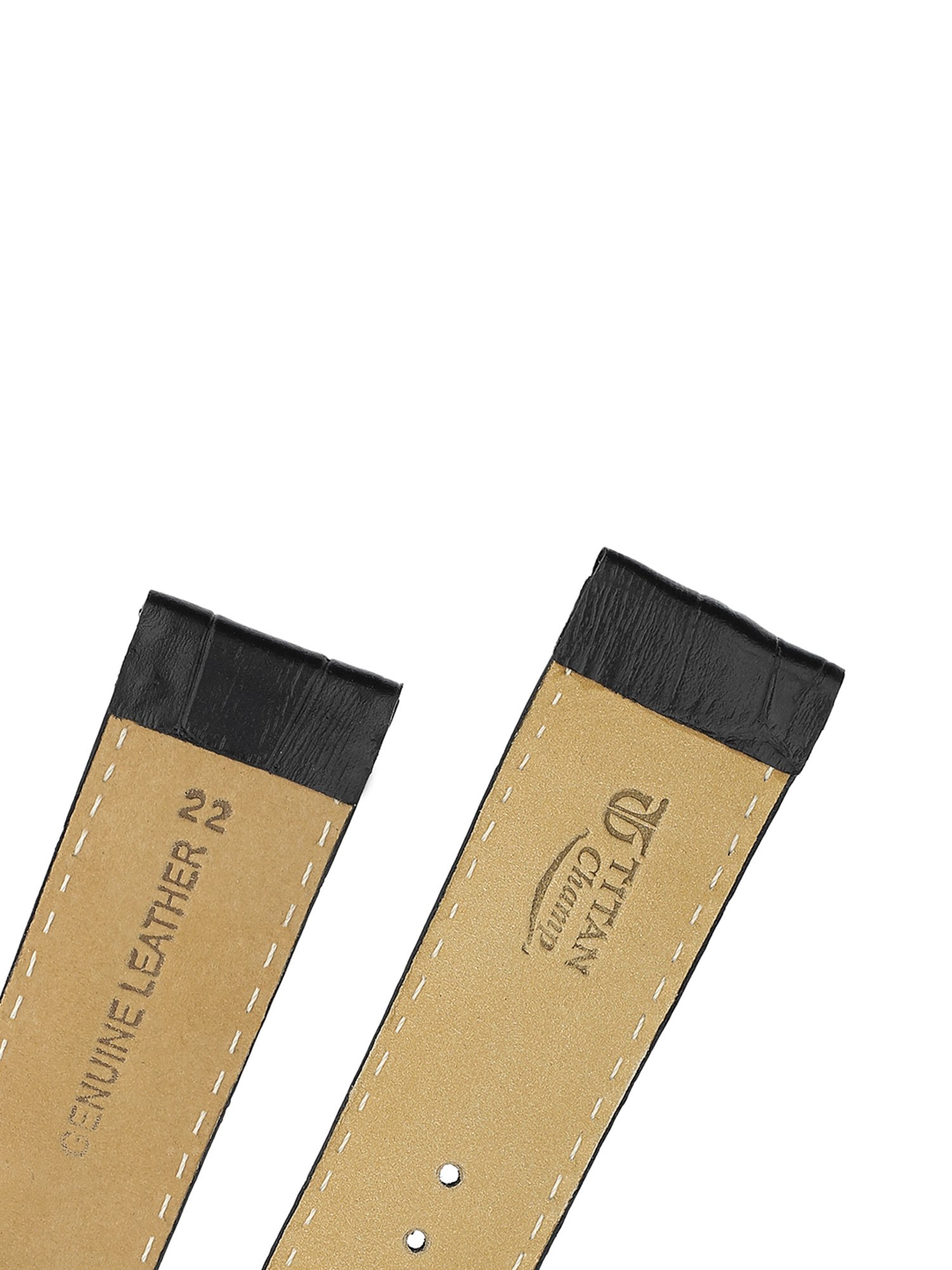 22MM BLACK Titan Genuine Leather Strap for MEN