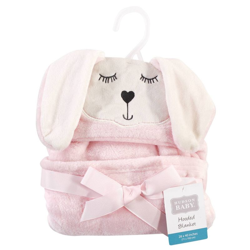 Hudson Baby Unisex Baby and Toddler Hooded Animal Face Plush Blanket - Modern Bunny One Size