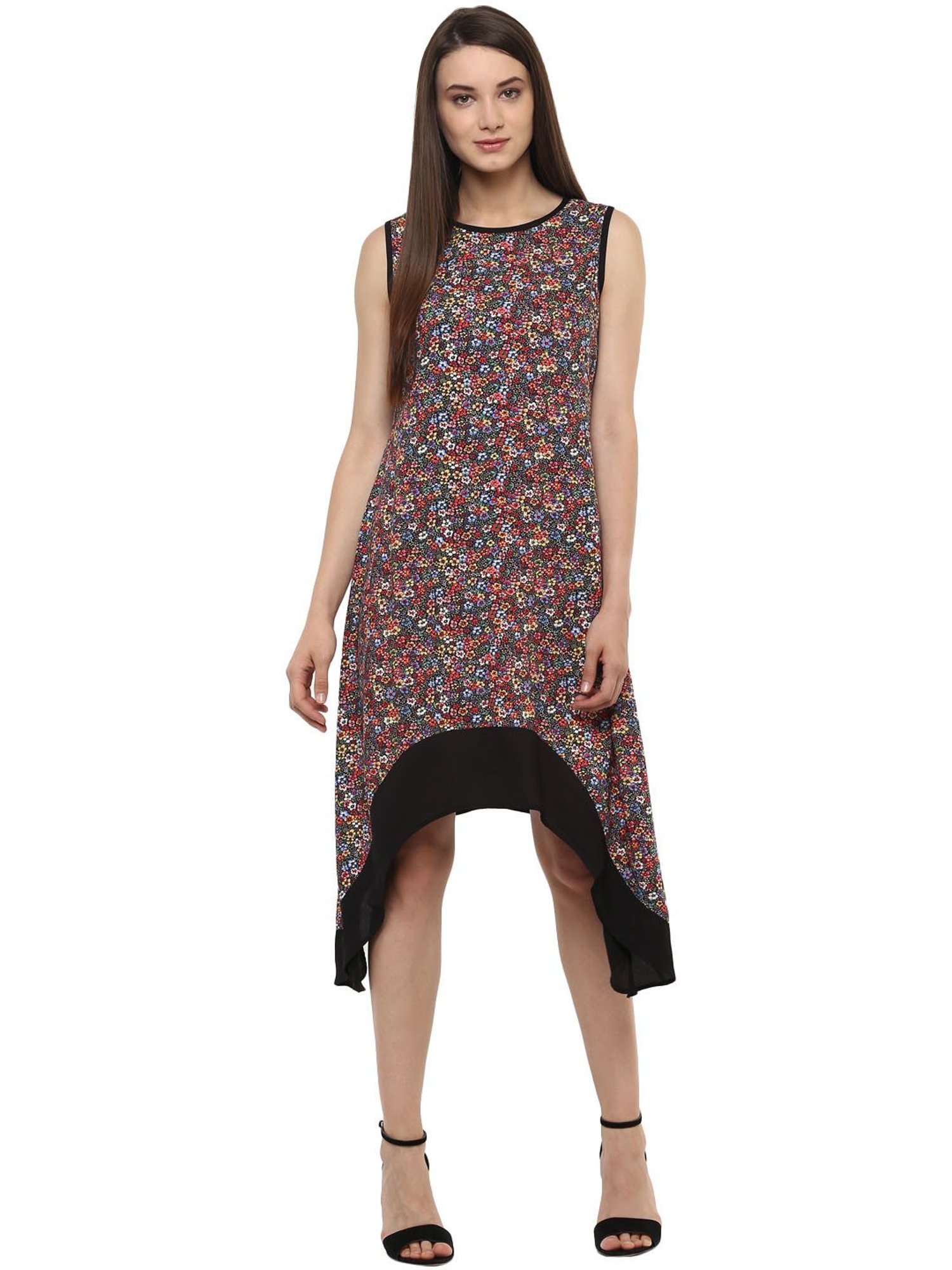 StyleStone Multicolor Floral Print High Low Dress