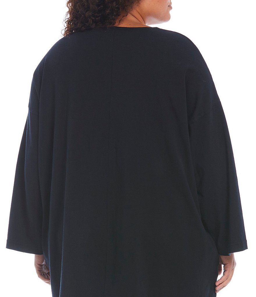 Bryn Walker Plus Size Bingley Cotton Knit Jersey V-Neck Long Sleeve Drop Shoulder Shift Dress