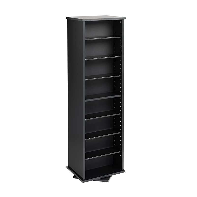 Two-Sided Spinning Tower Storage Cabinet, Black