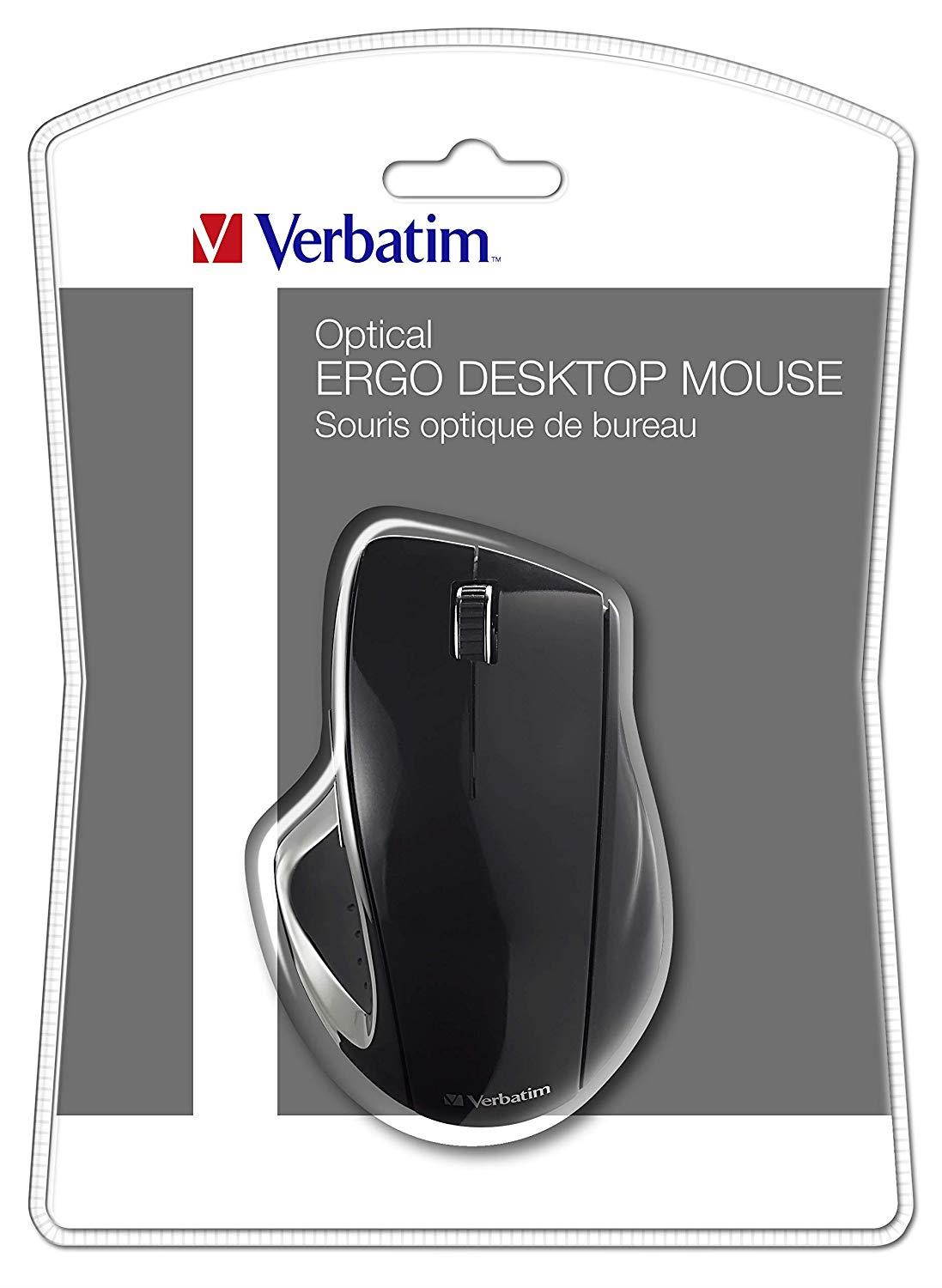 Verbatim 49017 GO Ergo Optical Desktop PC Mouse, PC/Mac, 2 Ways