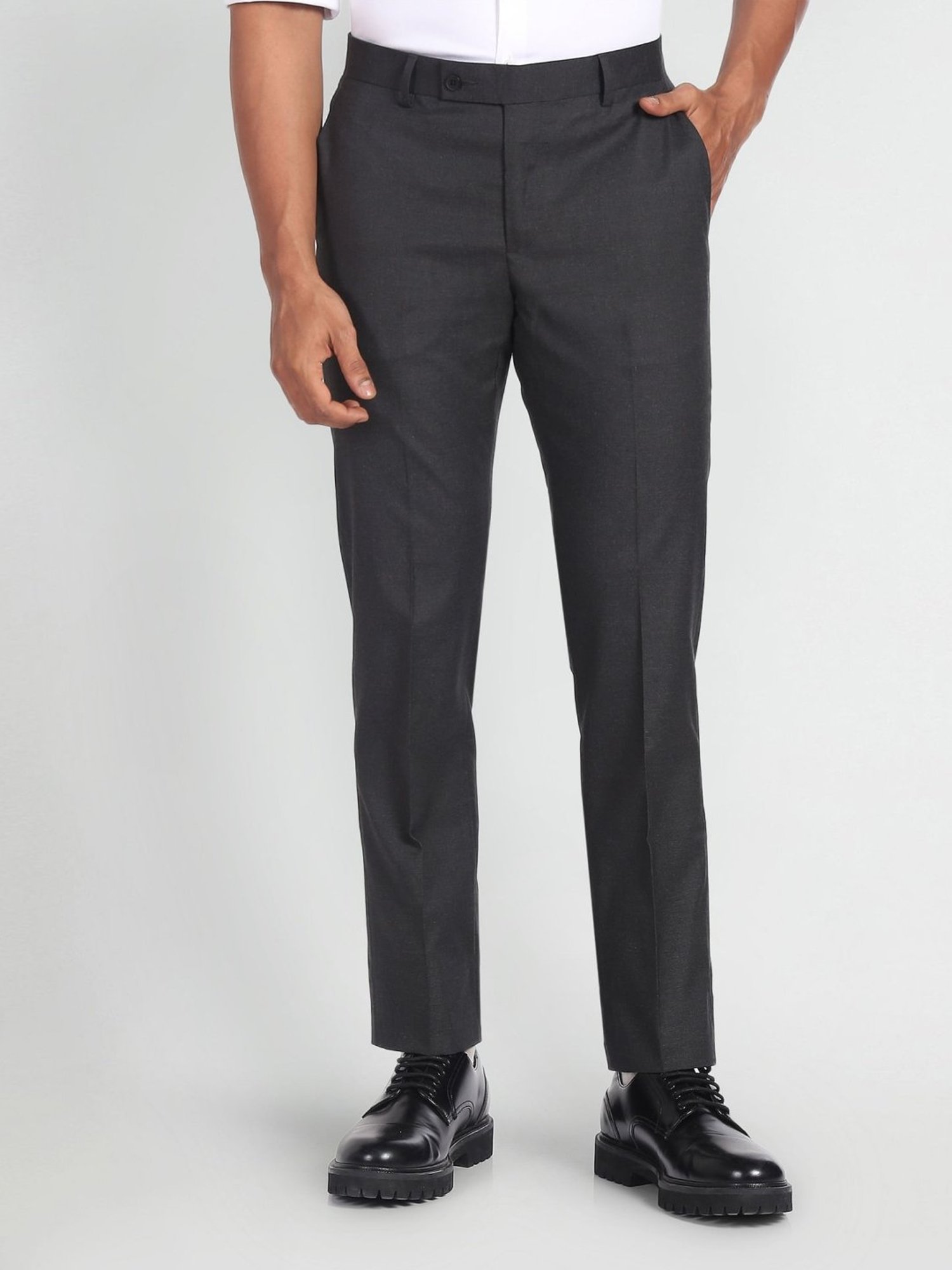 Arrow Grey Regular Fit Trousers