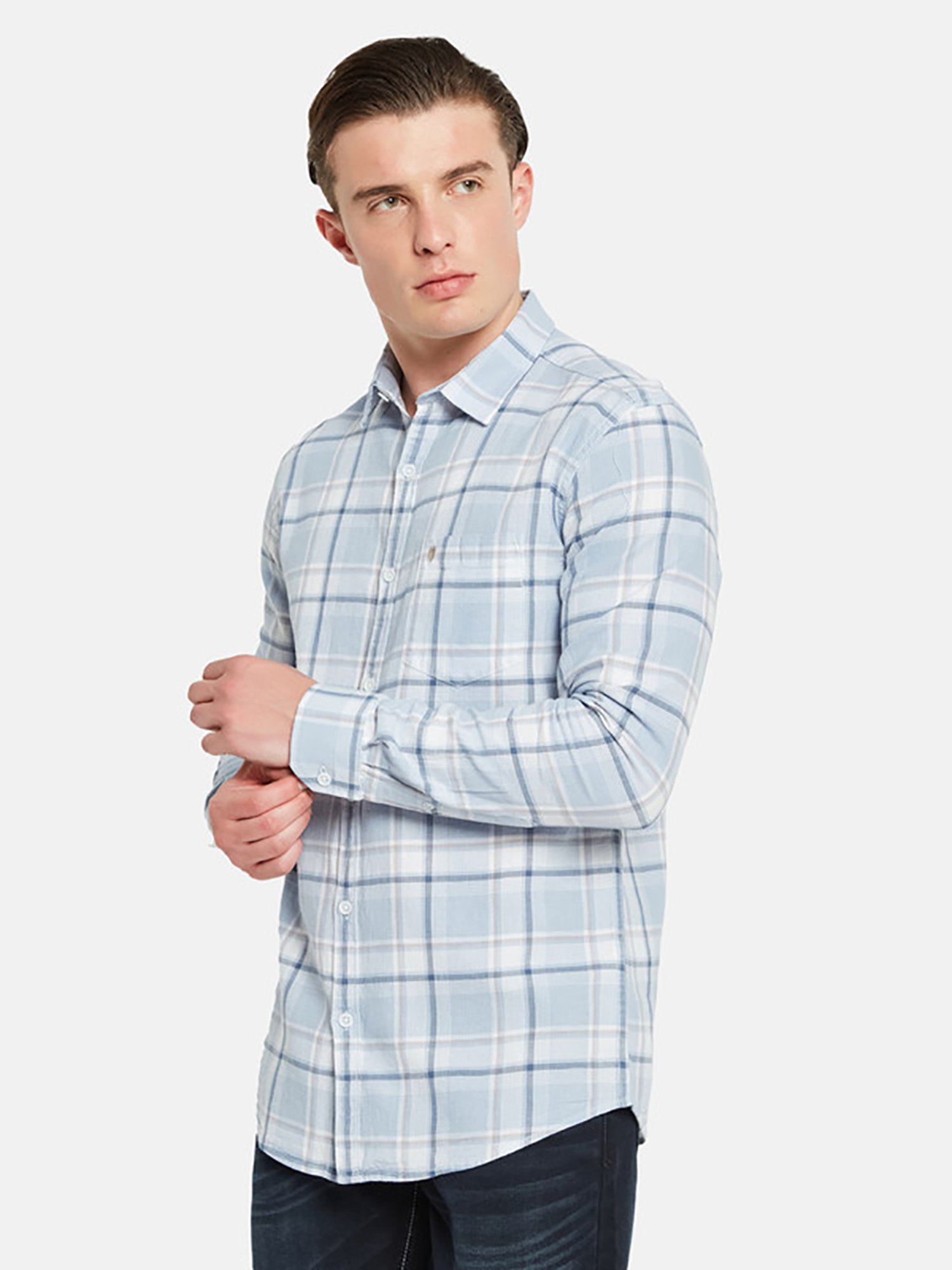 METTLE Blue Regular Fit Check Shirt
