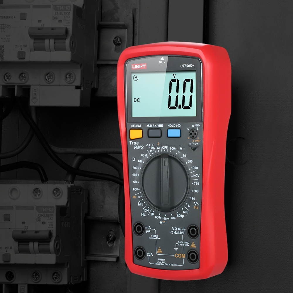 UNI-T UT890D+ Digital Multimeter True RMS Handheld Mini Universal Meter AC DC Voltmeter Ammeter High Accuracy Measure AC/DC Voltage Current Resistance Capacitance Frequency Diode Tester Fire Wire