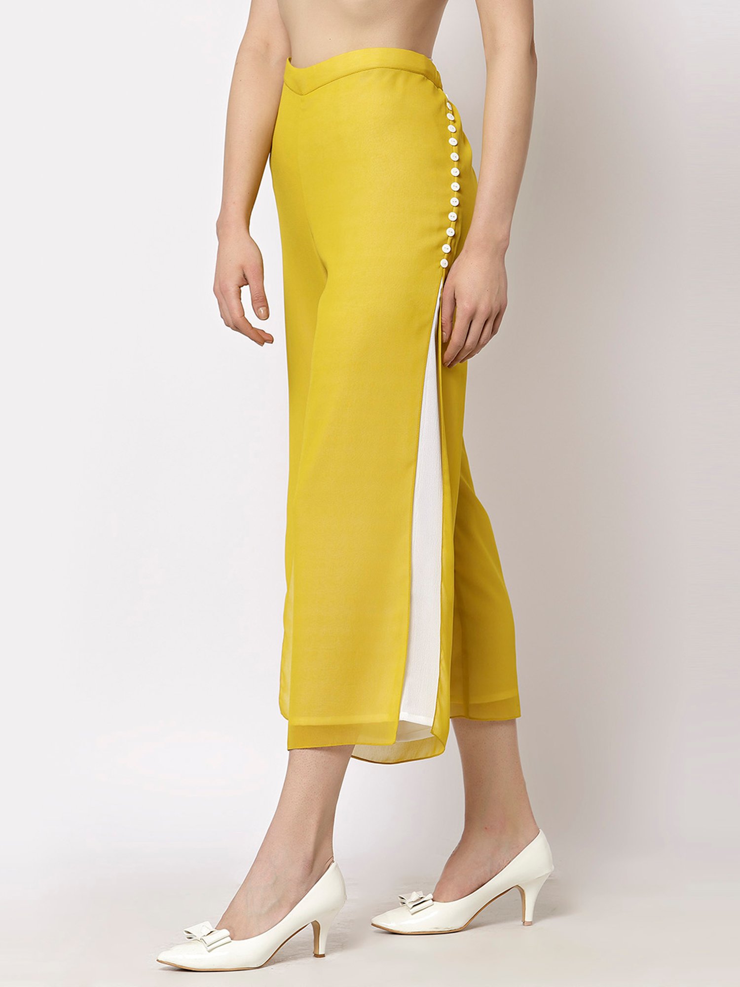 Office & You Yellow Straight Fit Palazzos