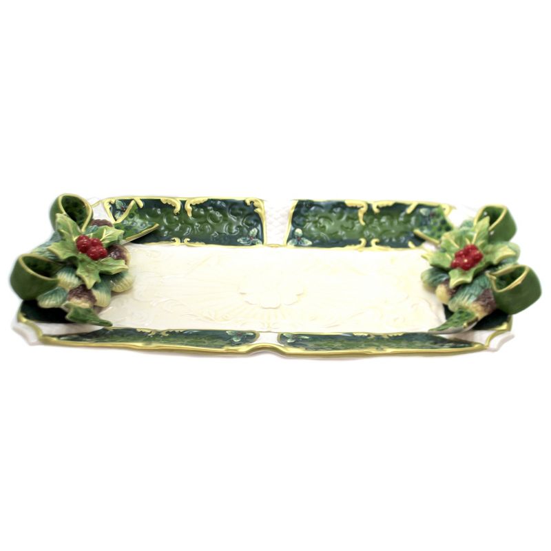 Tabletop 10.25" Holly Tray Christmas Dinner Cosmos Gifts Corp.  -  Serving Platters