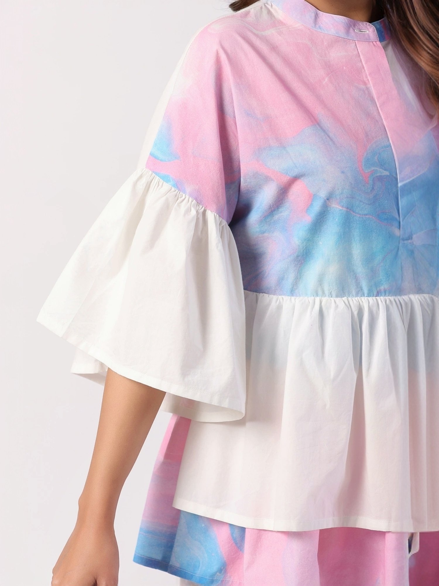 Zolo Label White Cotton Printed Top Palazzo Set