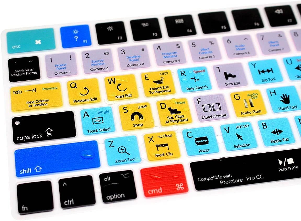 HRH Premiere Pro CC Functional Shortcut Hotkey Keyboard Cover Silicone Skin for Apple Magic Wireless Bluetooth Keyboard MLA22LL/A (A1644,2015 Released) with US Layout