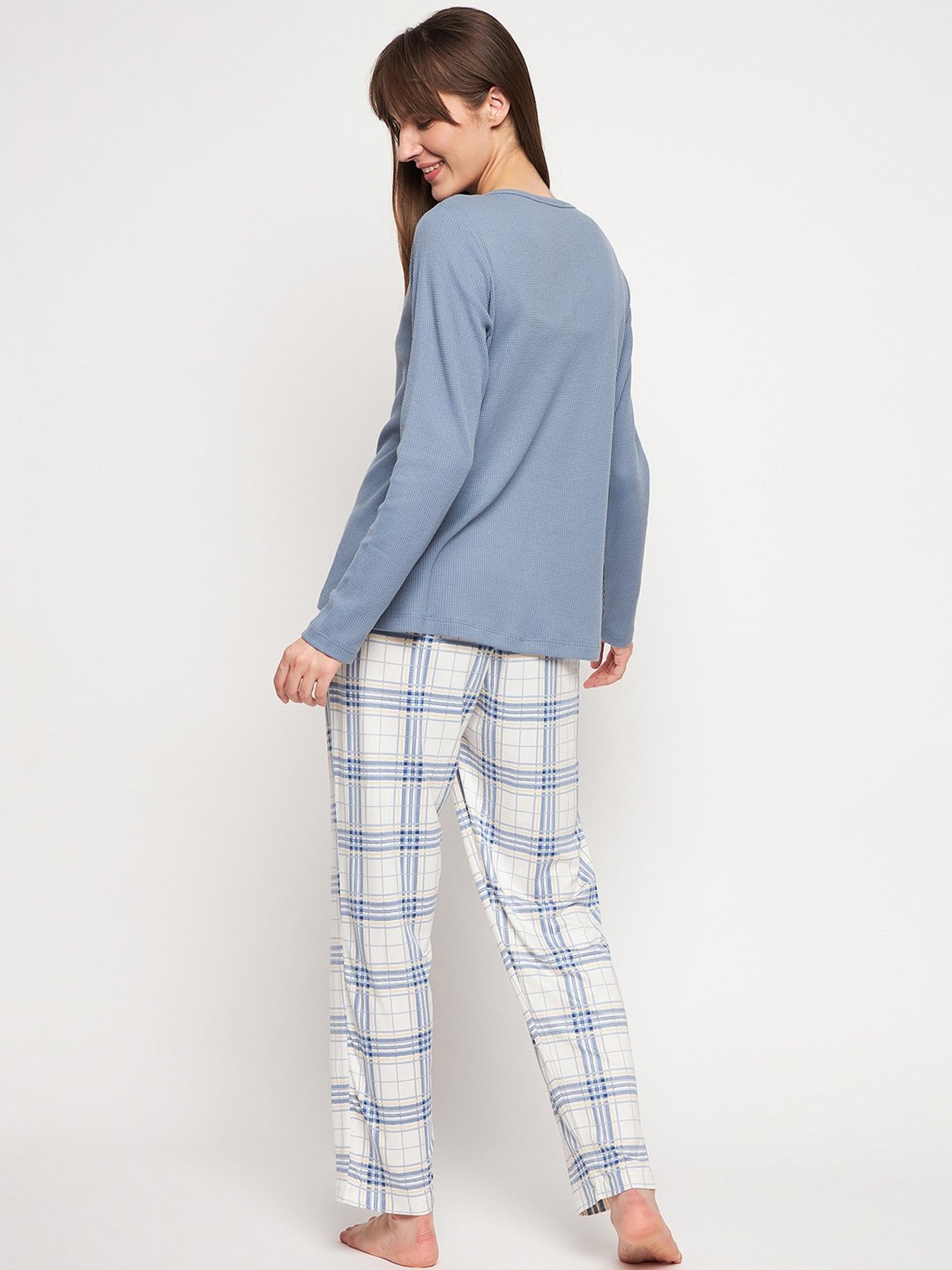 MADAME M Secret Grey Checks Top With Pyjamas