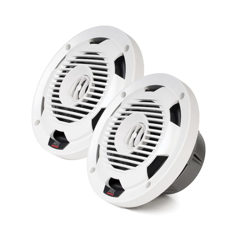 MTX WET77-W Wet Series 75 Watt RMS 4 Ohm Coaxial Marine Boat ATV UTV Speaker Pair w/ Weather Resistant Polypropylene Cones & ASA Plastic Grille, White
