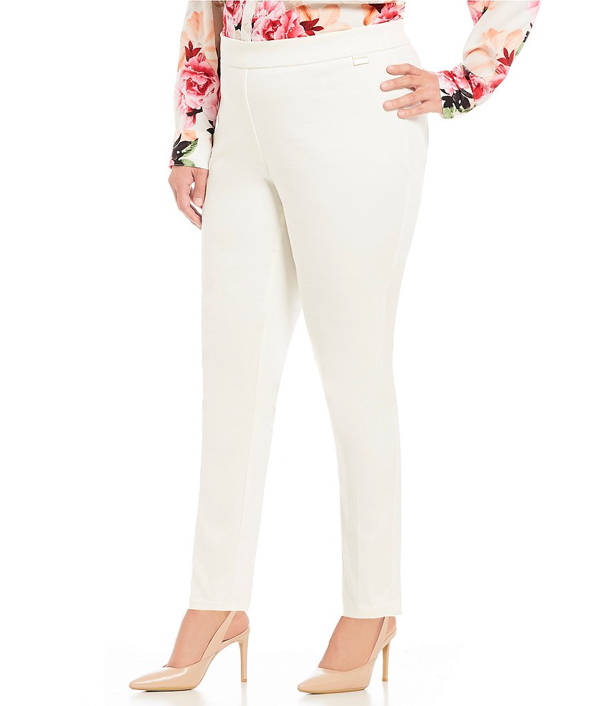 Kasper Plus Size Stretch Crepe Stand Combo Collar One Button Jacket