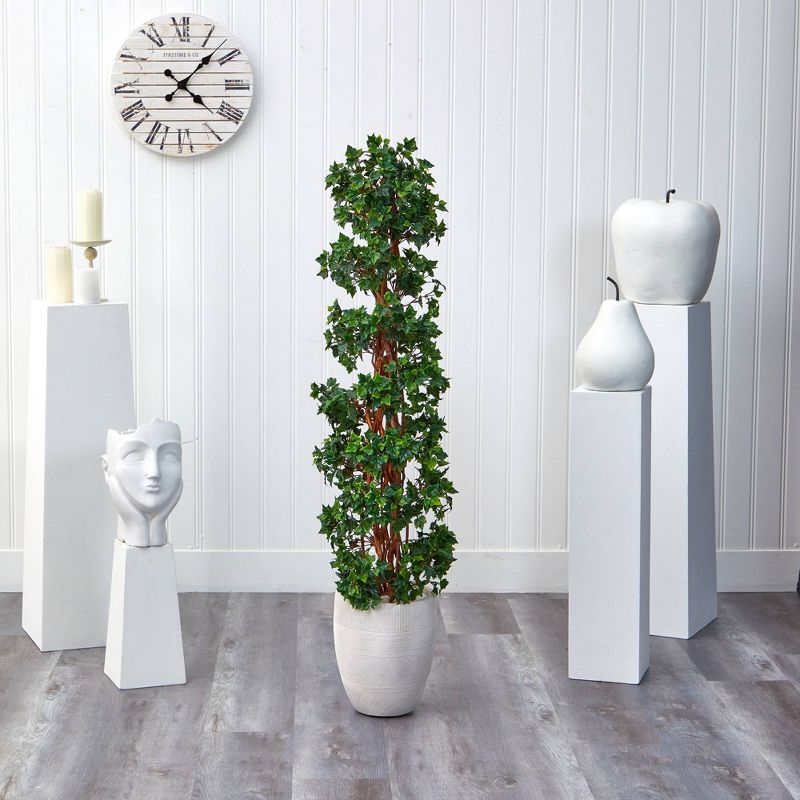 27" x 14" Artificial Rubber Plant in Boho Basket Cream - LCG Florals
