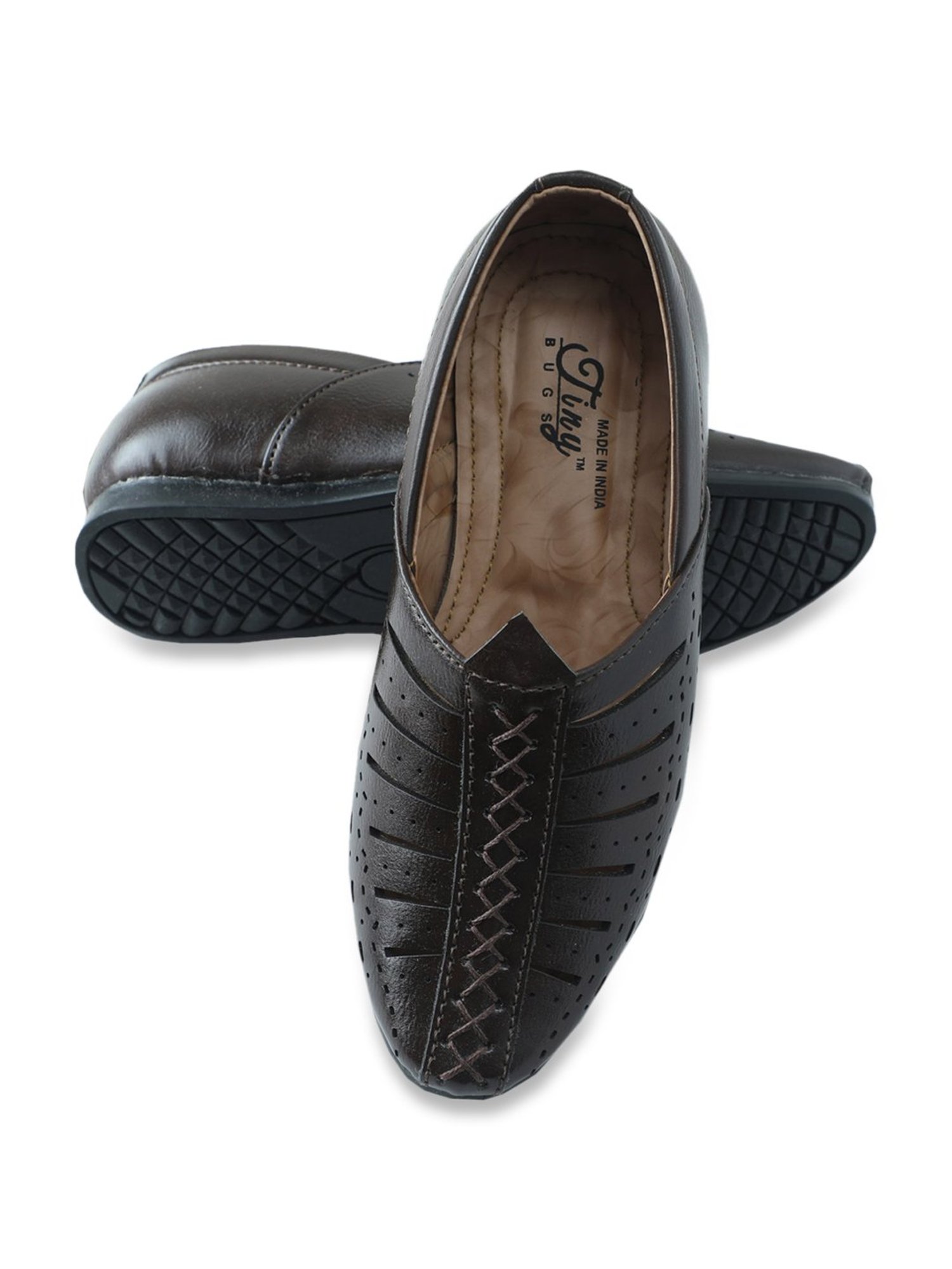 Tiny Bugs Kids Brown Mojri Shoes