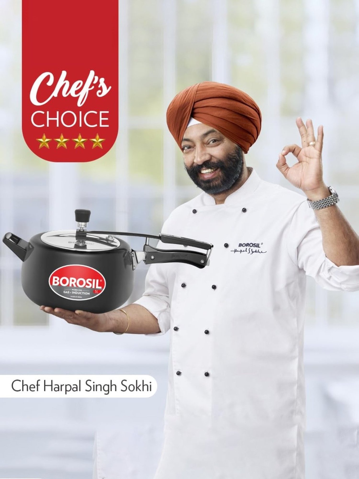 Borosil Black Aluminium 5L Pressure Cooker with Gas Stove & Induction Compatible