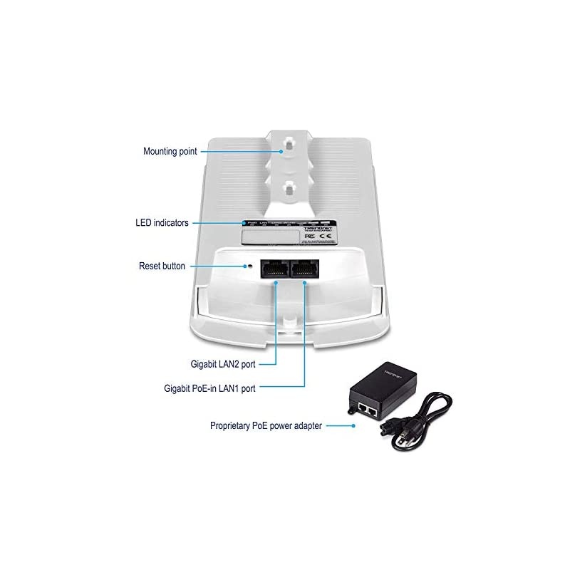 14 DBI WiFi AC867 Outdoor Directional Poe Access Point 14 DBI Directional Antennas for PointtoPoint WiFi Bridging Applications 5GHz AC867 TEW840APBO