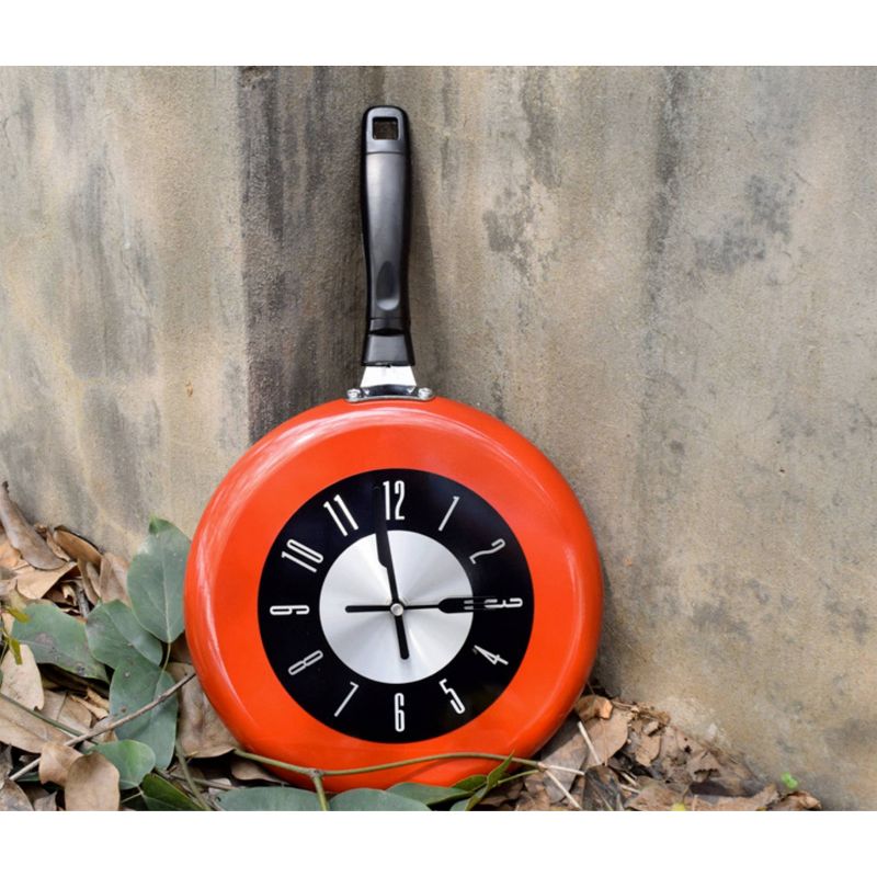 Frying Pan Clock Red - Creative Motion Industries