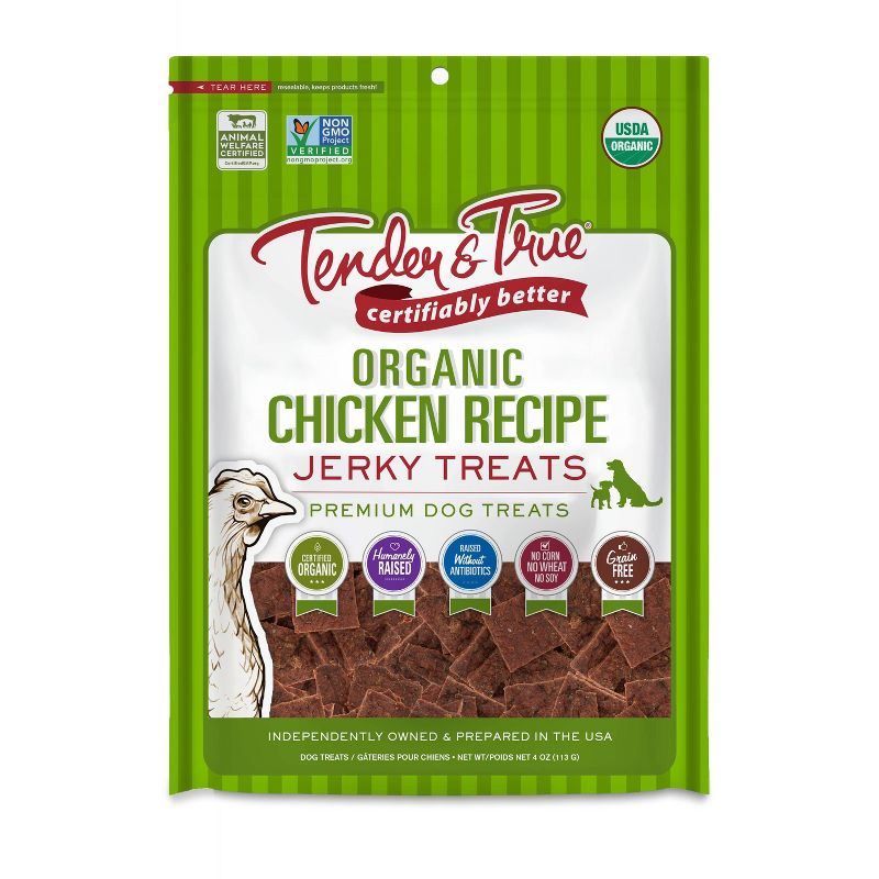 Tender & True Organic Chicken Recipe Jerky Dog Treats - 4oz