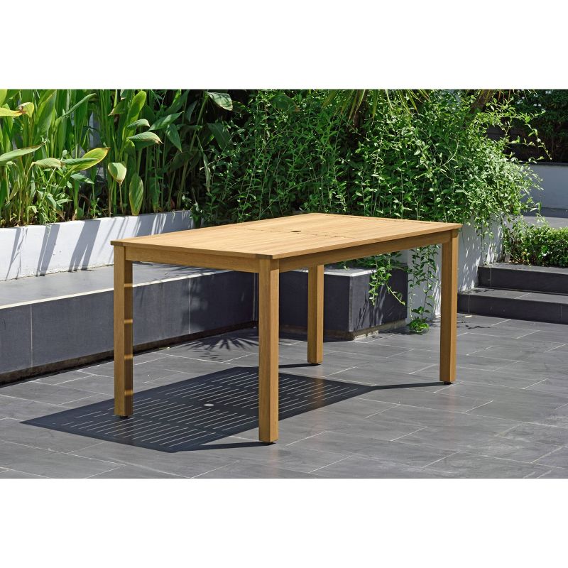 Metz 7pc Rectangular Teak Finish/Resin Patio Dining Set - White - Amazonia