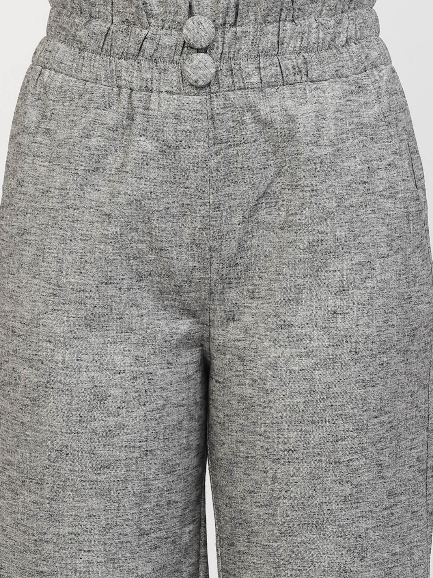 Westwood Grey Melange Relaxed Fit Mid Rise Crop Pants