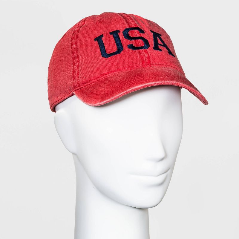 Mighty Fine Adult USA Baseball Cap - Red