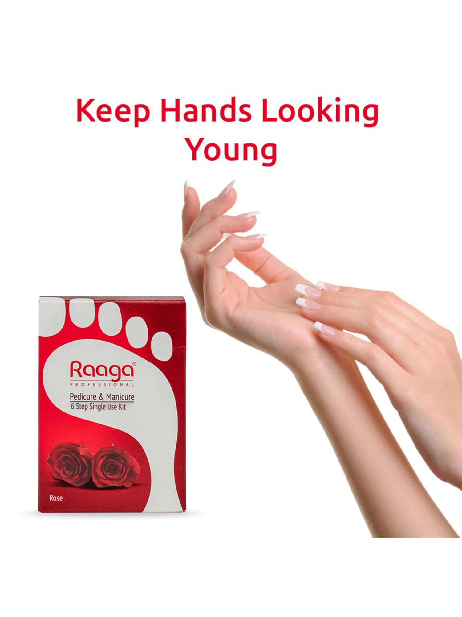 Raaga Professional Pedicure & Manicure 6 Step Single Use Kit Rose - 6 Sachets
