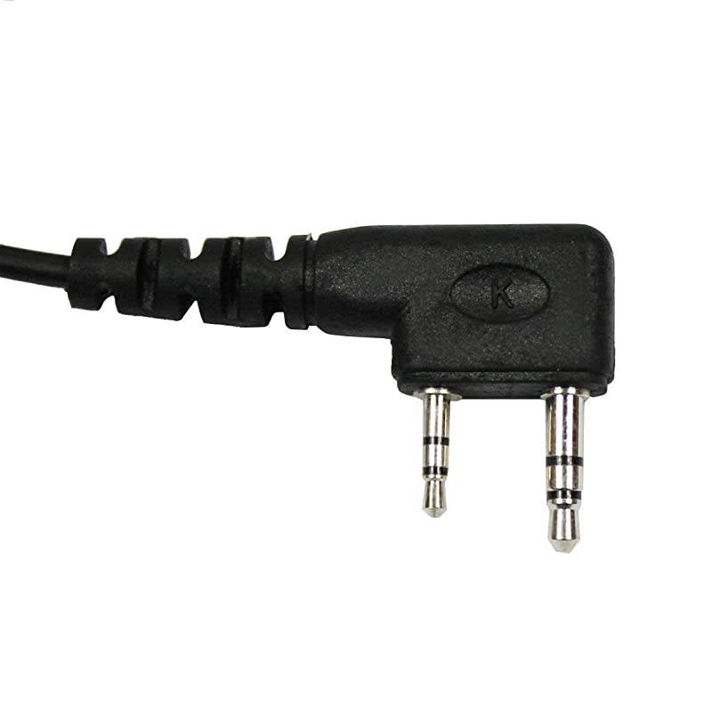 2 PIN Full Face Motorcycle Bike Headset Earpiece Mic for Kenwood BaoFeng WouXun PuXing Linton Two Way Radio Walkie Talkie - Black