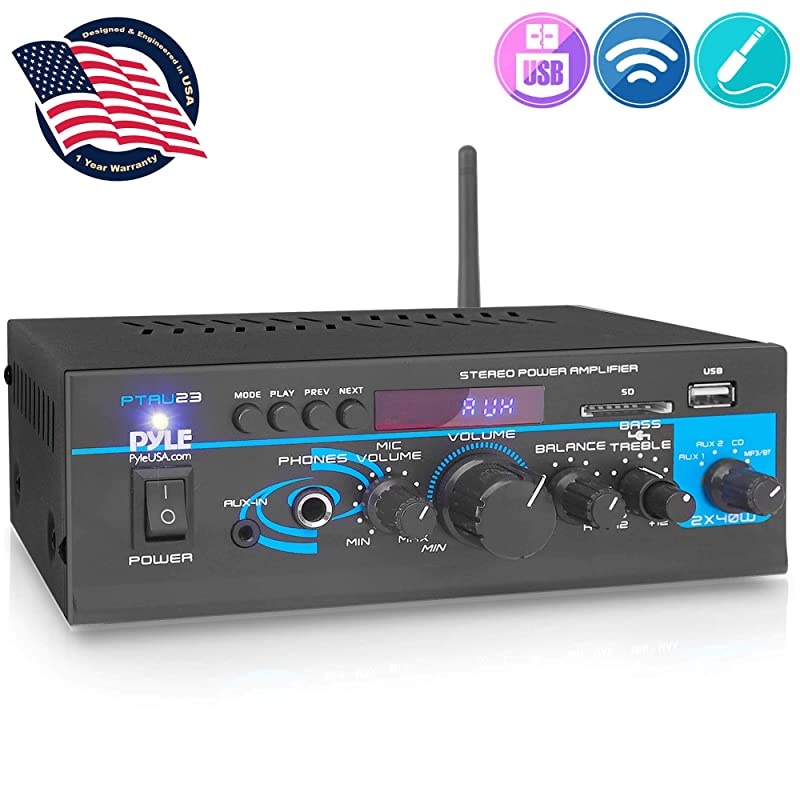 Bluetooth Amplifier in Wall, Home Stereo Audio System, 5 Inches Video Player with Touch Screen, Black, BM207M