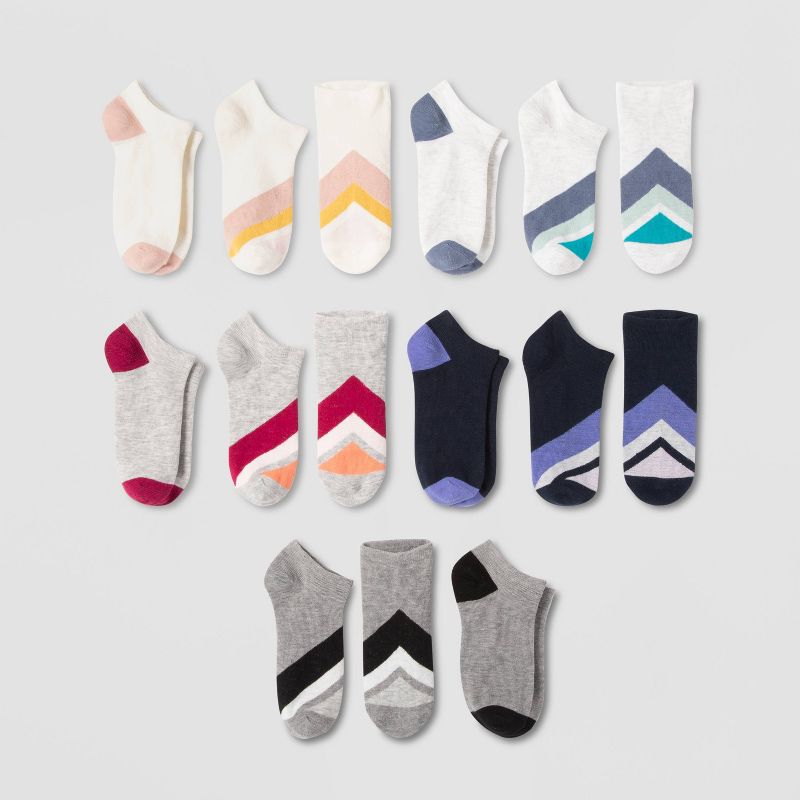 Women's Chevron 10pk Low Cut Socks - Xhilaration™ Assorted Colors 4-10