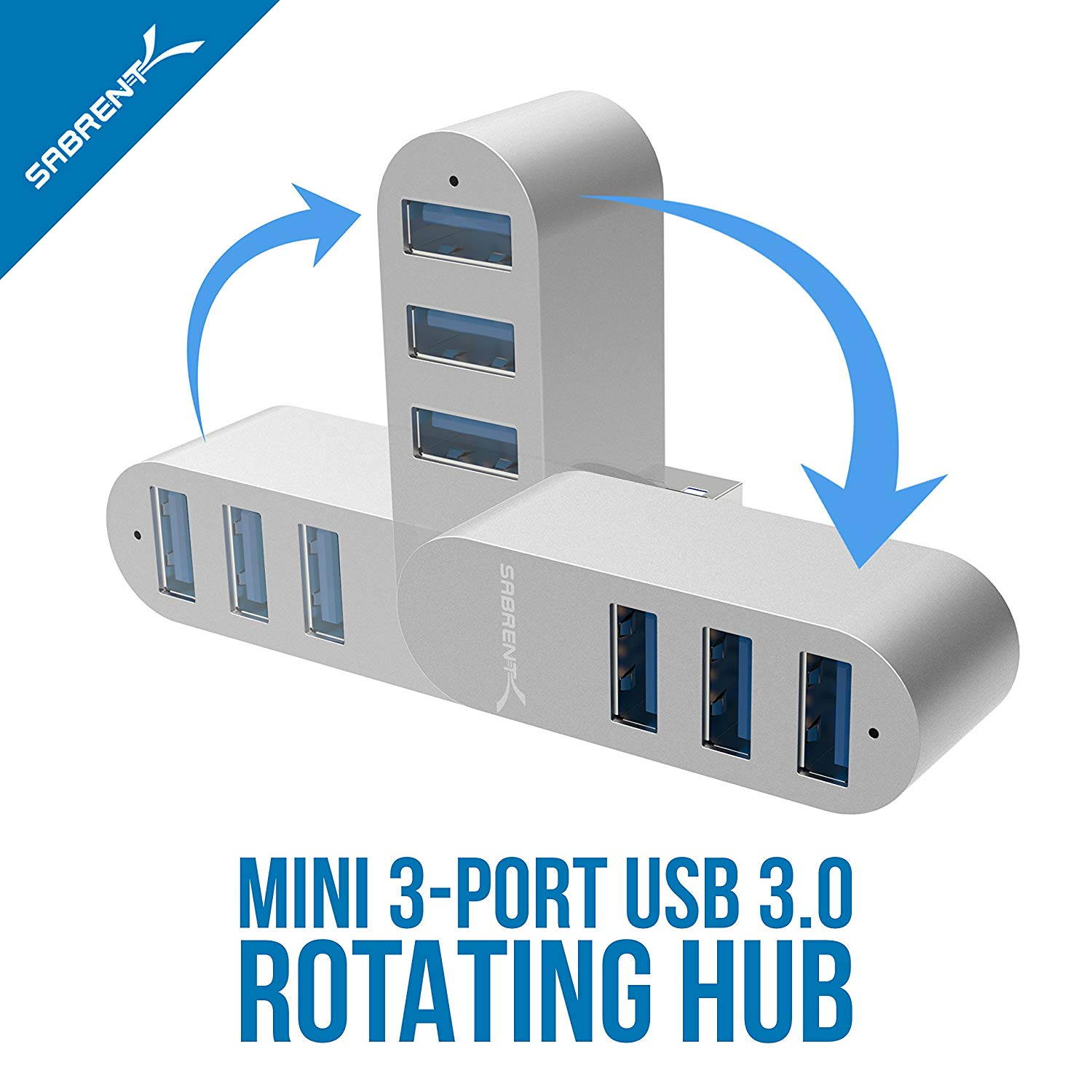 Sabrent Premium 4 Port Aluminum Mini USB 2.0 Hub [90&deg;/180&deg; Degree Rotatable] (HB-UMMC)